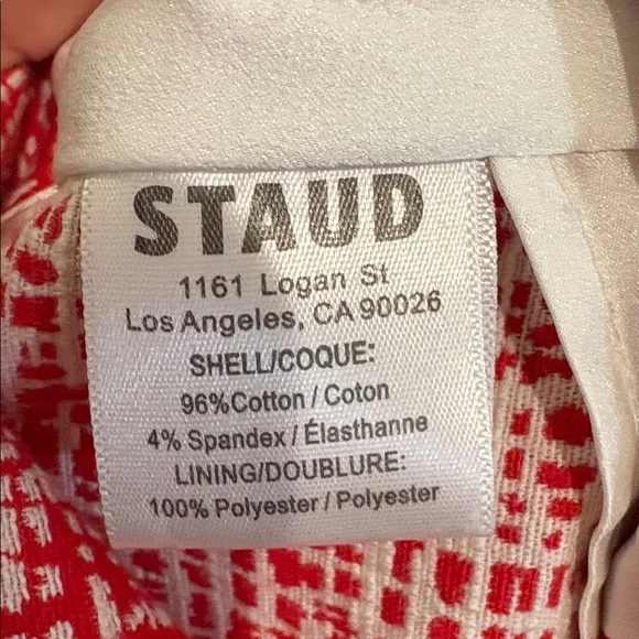 STAUD Textured Red and White Cropped Blazer - Picture 9 of 9